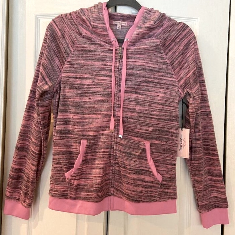 Juicy Couture Women's M Pink & Gray Space Dye Hoodie Jacket